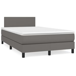 vidaXL Sommier &agrave; lattes de lit avec matelas Gris 120x200 cm Similicuir