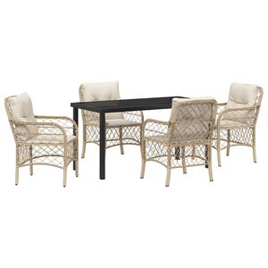 vidaXL Ensemble de salle &agrave; manger pour jardin 5 pc Beige polyrotin