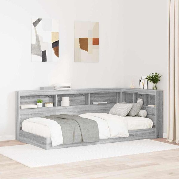 vidaXL T&ecirc;te de lit de rangement Gris Sonoma 90 cm Bois d'ing&eacute;nierie