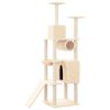 vidaXL Arbre &agrave; chat avec griffoirs en sisal Cr&egrave;me 168 cm