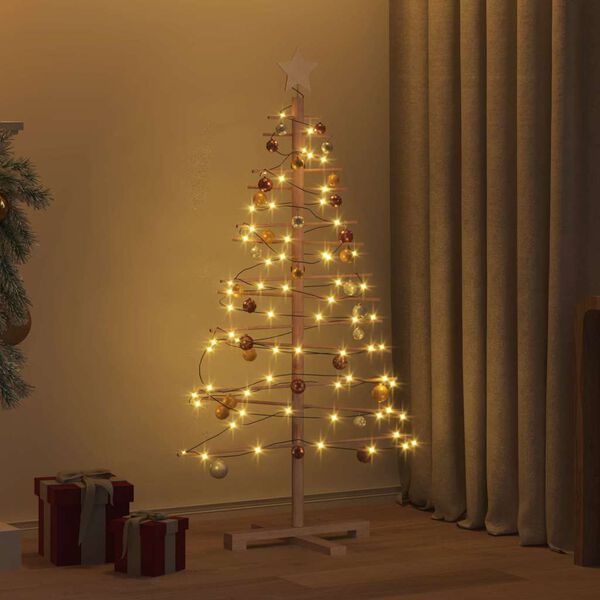 vidaXL Arbre de No&euml;l en bois avec support Marron 125 cm Bambou