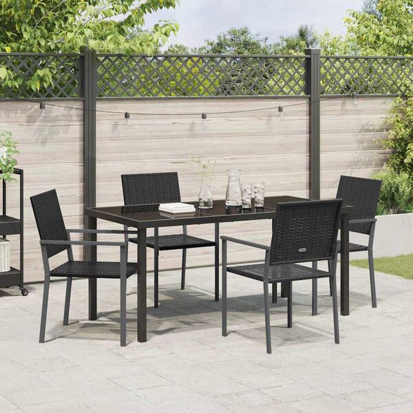 vidaXL Ensemble de salle &agrave; manger pour jardin 5 pcs Noir Rotin PE