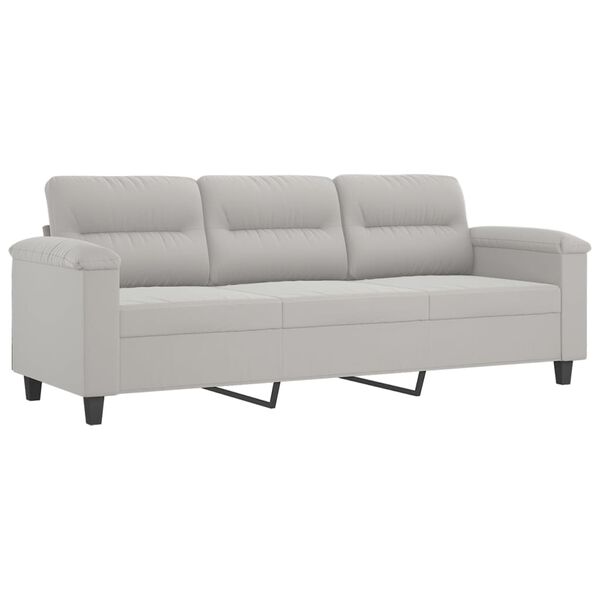 vidaXL Canap&eacute; 3 places avec oreillers et coussins Gris clair 180 cm