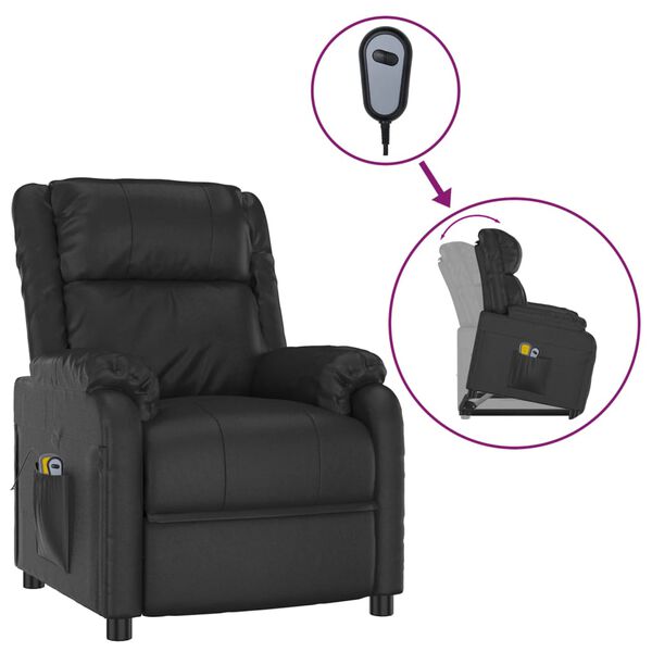 vidaXL Fauteuil de massage Noir Similicuir