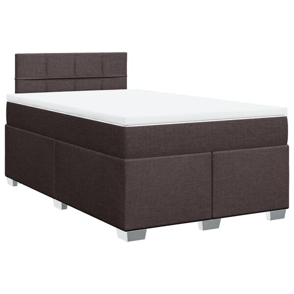 vidaXL Sommier &agrave; lattes de lit et matelas marron fonc&eacute; 120x190cm tissu
