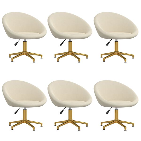 vidaXL Chaises &agrave; manger lot de 6 cr&egrave;me velours