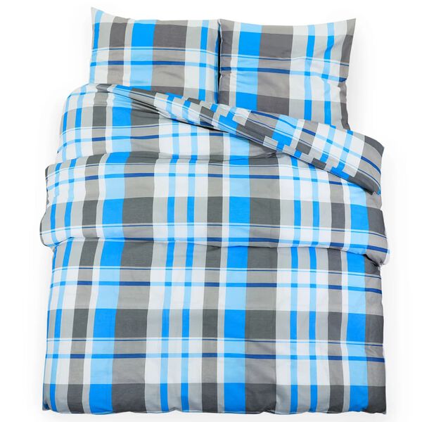 vidaXL Ensemble de housse de couette Bleu et gris 155x220 cm Coton