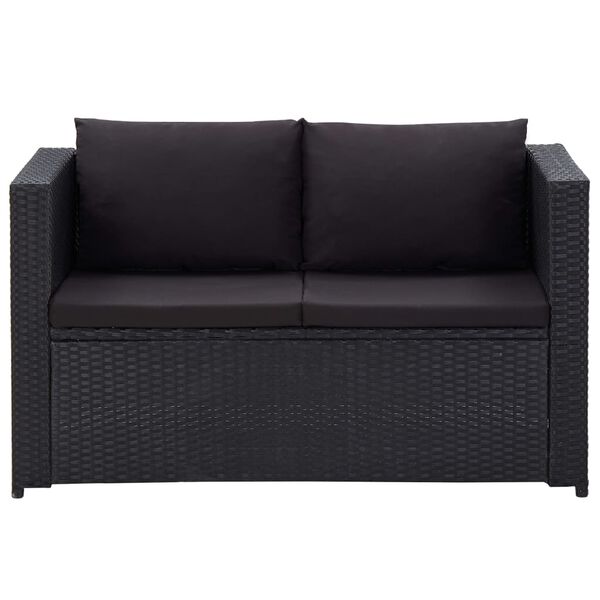 vidaXL Salon de jardin 3 pcs avec coussins R&eacute;sine tress&eacute;e Noir