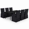 vidaXL Ensemble à manger de jardin avec coussins 7 pcs Noir