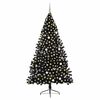 vidaXL Sapin de No&euml;l artificiel pr&eacute;-&eacute;clair&eacute; Noir 240 cm PVC