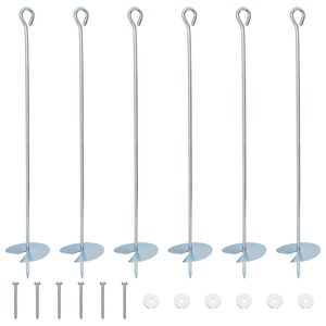 vidaXL Ancre de terre 6 pc M&eacute;tal galvanis&eacute; Argent&eacute;