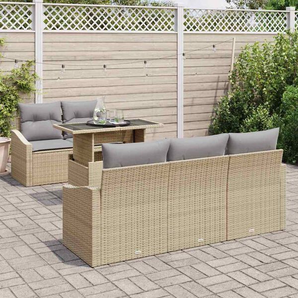 vidaXL Ensemble de canap&eacute; de jardin 6 pcs Beige et Gris clair