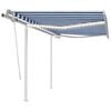 vidaXL Auvent manuel r&eacute;tractable avec LED 3,5x2,5 m Bleu et blanc