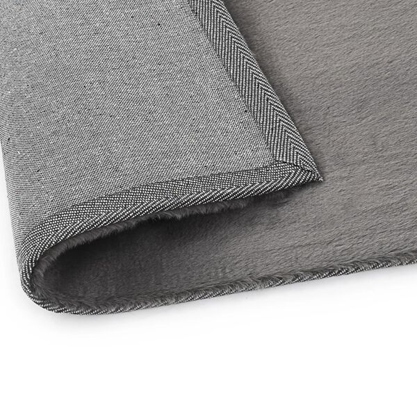 vidaXL Tapis 120x160 cm Fausse fourrure de lapin Gris fonc&eacute;