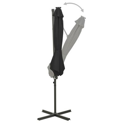 vidaXL Parasol déporté avec mât et lumières LED Noir 300 cm