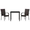 vidaXL Ensemble de salle &agrave; manger pour jardin 3 pcs Marron