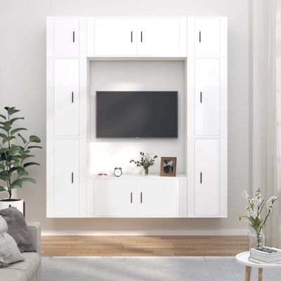 vidaXL Ensemble de meubles TV 8 pcs Blanc brillant Bois d'ingénierie