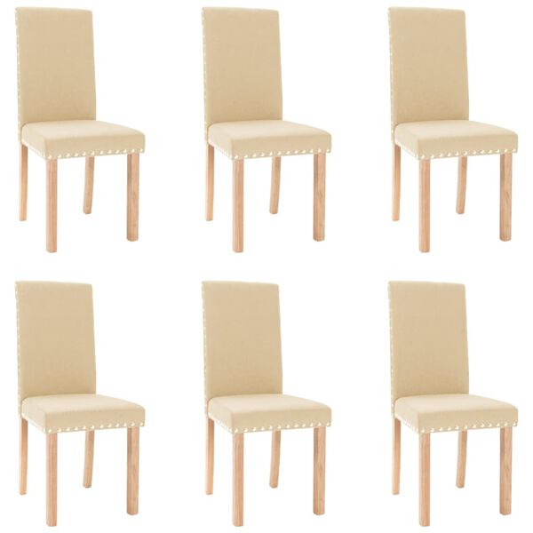 vidaXL Chaises &agrave; manger lot de 6 cr&egrave;me tissu
