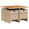 vidaXL Ensemble à manger de jardin avec coussins 5pcs Beige poly rotin