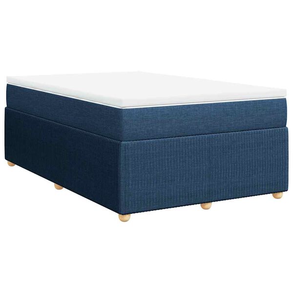 vidaXL Sommier &agrave; lattes de lit avec matelas Bleu 120x200 cm Tissu