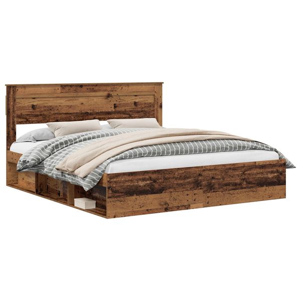 vidaXL Cadre de lit Bois ancien 200 x 200 cm Bois de pin massif