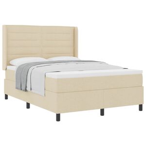 vidaXL Lit &agrave; ressorts avec matelas Cr&egrave;me 140 x 190 cm tissu
