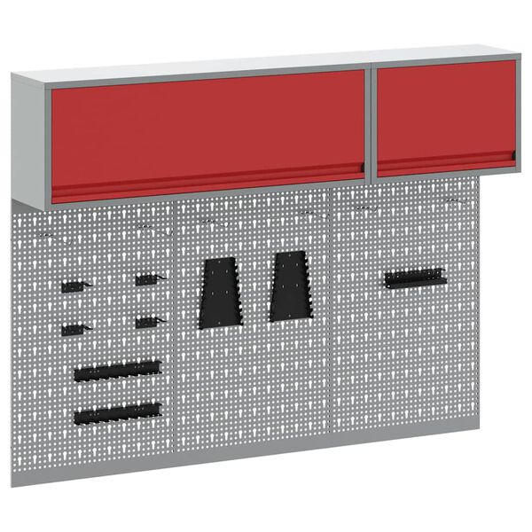vidaXL Set de Cabinet d'Outils et Pegboard avec &eacute;tag&egrave;re 5 pcs Rouge