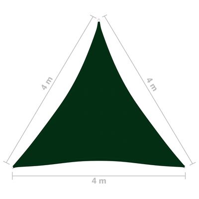 vidaXL Voile de parasol Tissu Oxford triangulaire 4x4x4 m Vert foncé