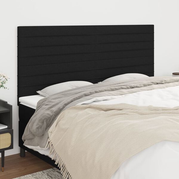 vidaXL T&ecirc;te de lit Noir 200x5x118/128 cm Tissu
