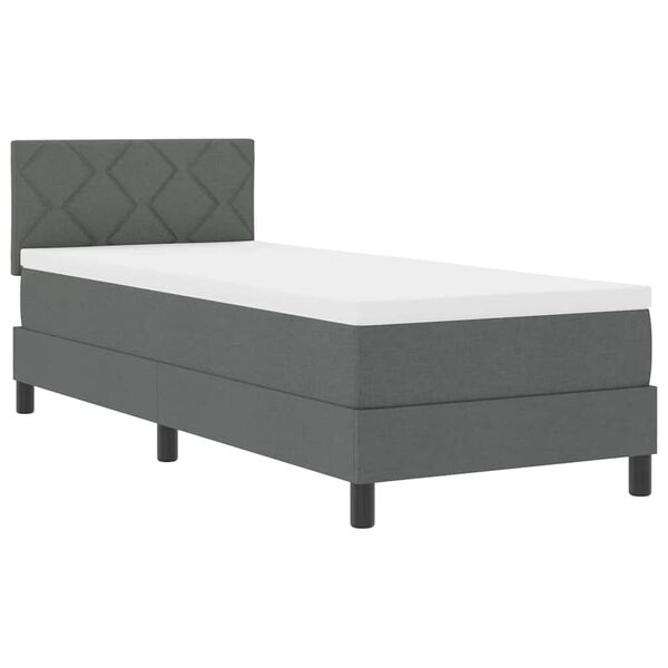 vidaXL Lit &agrave; ressorts avec matelas Gris fonc&eacute; 80 x 200 cm tissu