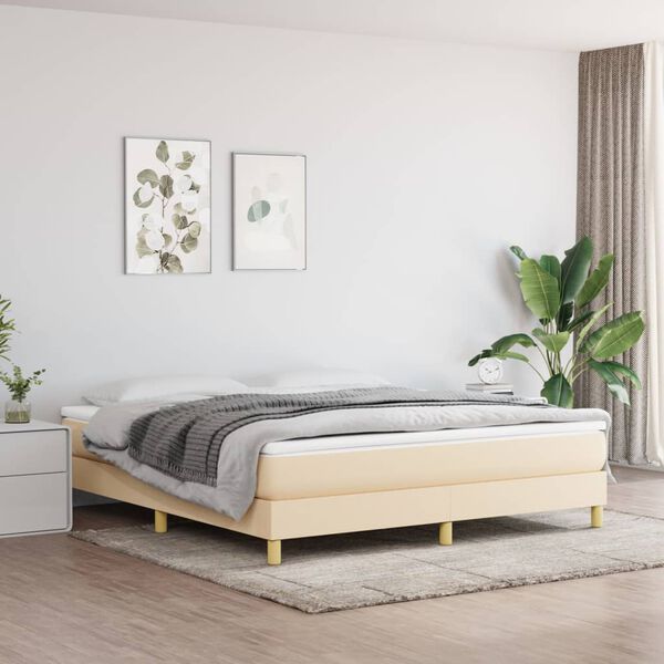 vidaXL Cadre de lit cr&egrave;me 180x200 cm tissu