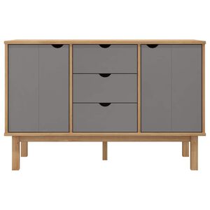 vidaXL Buffet OTTA Marron et gris 113,5x43x73 cm Bois massif pin