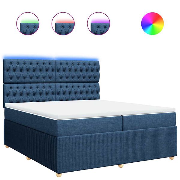 vidaXL Sommier &agrave; lattes de lit avec matelas Bleu 200x200 cm Tissu