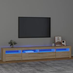 vidaXL Meuble TV avec lumi&egrave;res LED Ch&ecirc;ne sonoma 240x35x40 cm