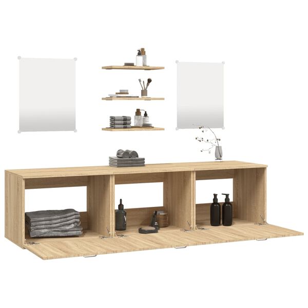 vidaXL Ensemble de meubles salle de bain 6 pcs ch&ecirc;ne bois d'ing&eacute;nierie
