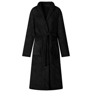vidaXL Robe de bain sans capuche Noir s Flanelle