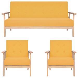vidaXL Ensemble de canap&eacute;s 3 pcs Tissu Jaune