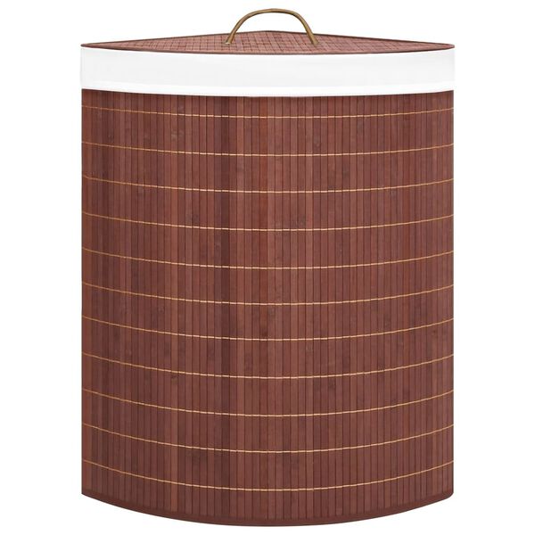 vidaXL Panier à linge d'angle Bambou Marron 60 L