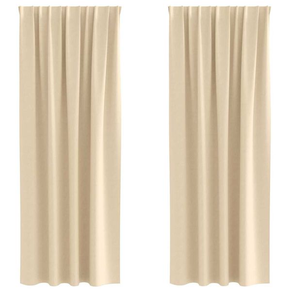 vidaXL Rideaux occultants avec anneaux 2 pcs Cr&egrave;me 245 x 140 cm