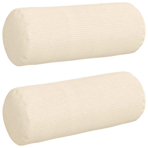 vidaXL Coussins d'accent 2 pcs Crème Ø 15 x 40 cm