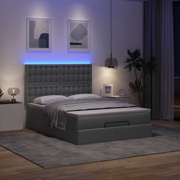 VidaXL Cadre de lit ottoman avec matelas gris fonc&eacute; 140x190 cm tissu