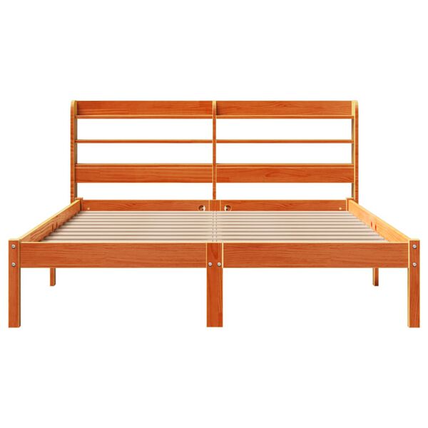 vidaXL Cadre de lit et t&ecirc;te de lit sans matelas cire marron 160x200 cm