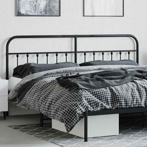 vidaXL T&ecirc;te de lit m&eacute;tal noir 200 cm