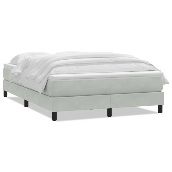 vidaXL Sommier à lattes de lit et matelas gris clair 160x210cm velours