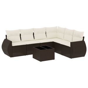 vidaXL Salon de jardin avec coussins 7 pcs marron r&eacute;sine tress&eacute;e