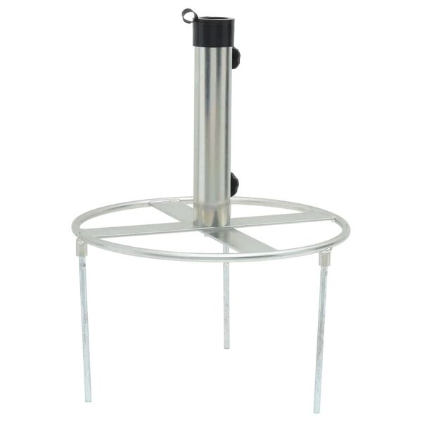 vidaXL Base de parasol avec piquets de sol &Oslash;38/48 mm argent&eacute; acier