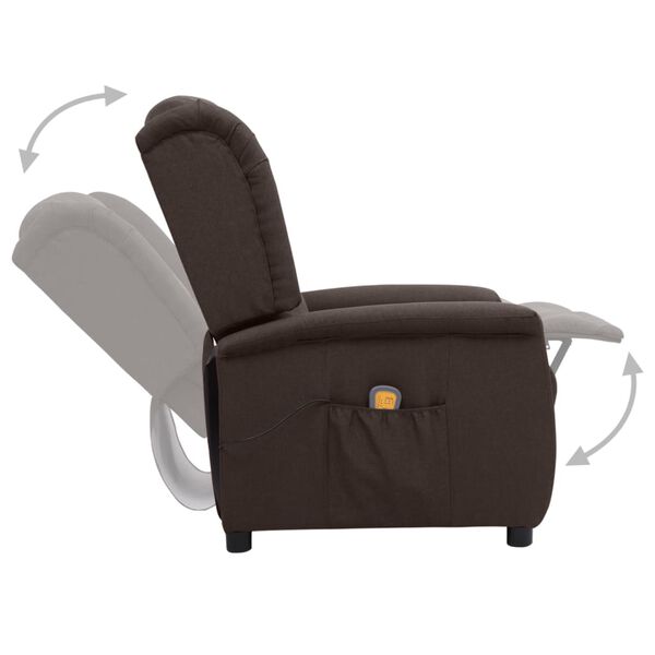 vidaXL Fauteuil de massage Marron foncé Tissu