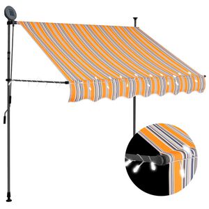 vidaXL Auvent manuel r&eacute;tractable avec LED 100 cm Jaune et bleu