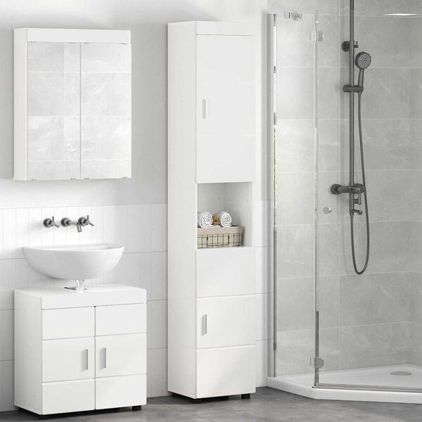 vidaXL Ensemble de Meubles de Salle de Bain TULUM Blanc brillant