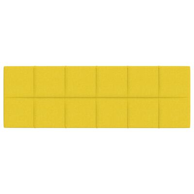 vidaXL Panneaux muraux 12 pcs Jaune clair 90x30 cm Tissu 3,24 m²